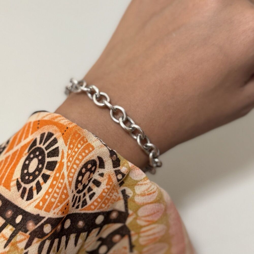 Vintage Sterling Rolo Toggle Clasp Bracelet